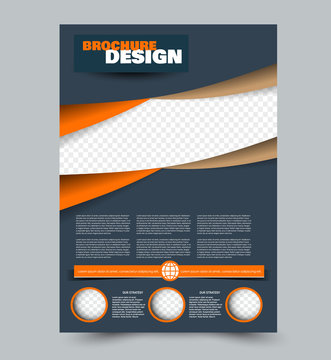 Business flyer design. Abstract brochure or annual report template. Brown and orange color. Vector illustration.