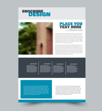 Flyer design template. Blue color. Vector illustration.