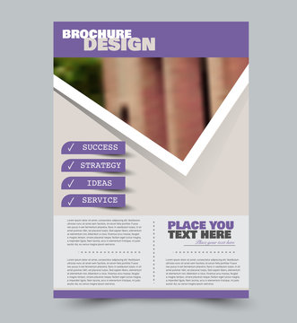 Flyer design template. Purple color. Vector illustration.