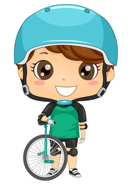 recommend clip art: Kid Boy Unicycle Illustration