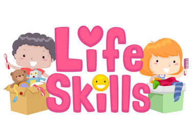 Kids Life Skills Lettering Illustration