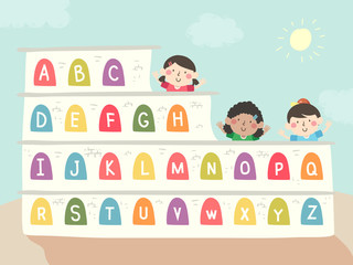 Kids Rome Colosseum Alphabet Illustration