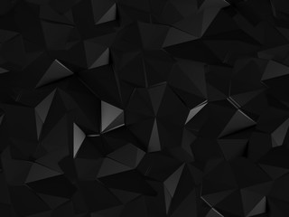 Seamless texture of black 3d polygons and triangles. 3d illustration
