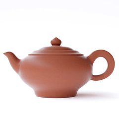 Chinese clay teapot isolated on white background. 3d image