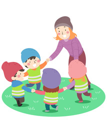 Kids Sweden Teacher Nature Play Illustration