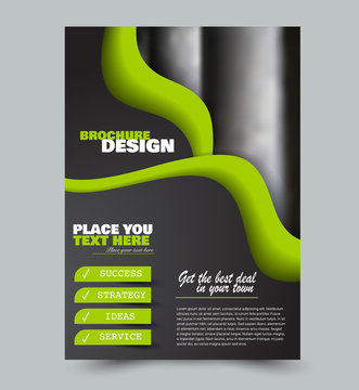 Flyer design template. Brochure layout. Black and green color. Vector illustration.