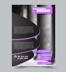 Flyer design template. Brochure layout. Black and purple color. Vector illustration.