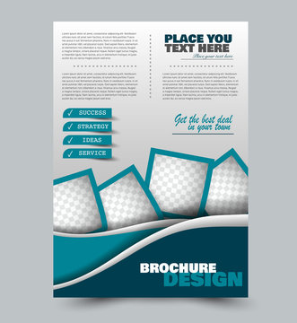 Flyer design template. Brochure layout. Blue color. Vector illustration.