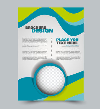 Flyer design template. Brochure layout. Green and blue color. Vector illustration.