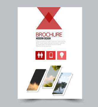 Flyer design template. Brochure layout. Red color. Vector illustration.