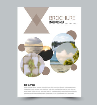 Flyer design template. Brochure layout. Brown  color. Vector illustration.