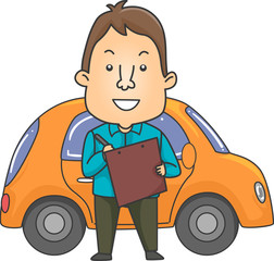 Man Driving Instructor Illustration