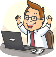 Man Laptop Success Illustration