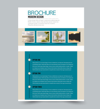 Flyer design template. Brochure layout. Blue color. Vector illustration.