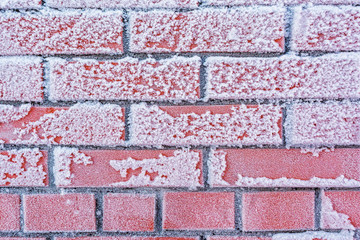 Frozen brick grunge red wall texture