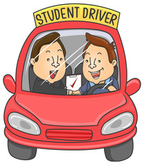 Man Student Driver Instructor Pass Illustration