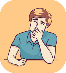 Man Drowsy Yawn Illustration