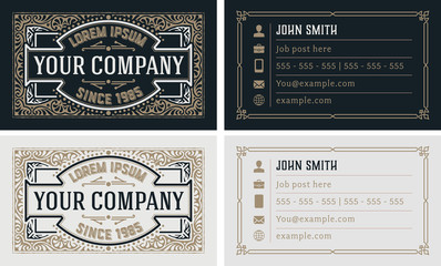 vintage  and luxury business card vector template. Retro elegant