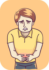 Fototapeta premium Man Burning Stomach Illustration