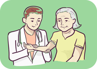Senior Woman Joint Pain Check Up Illustration