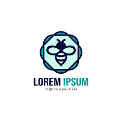 Bee logo template design. Minimalist bee logo with modern frame