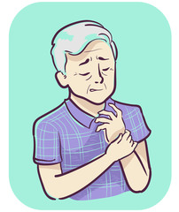 Obraz premium Senior Man Symptom Joint Pain Wrist Illustration