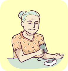 Senior Woman High Blood Pressure Monitor