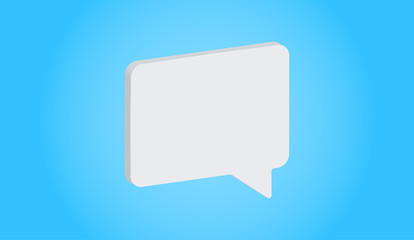 Blue background with white 3d replica or speech bubble template.