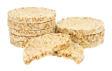 Group of ancient grain spelt cakes isolated on a white background