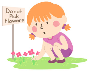 Kid Girl Not Following Rules Illustration