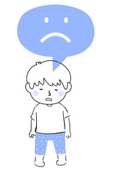 Kid Boy Doodle Sad Express Illustration