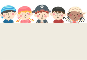 Kids Five Pirates Blank Board Illustration