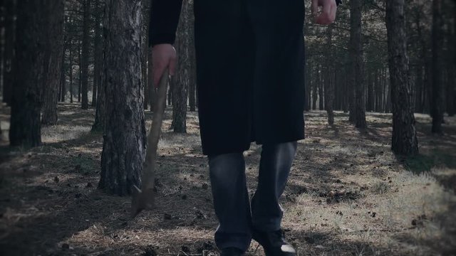Serial killer approaches victim to commit murder. Horror in park