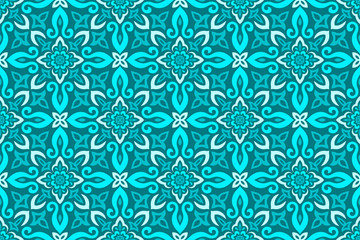 Fototapeta premium Azulejos Tile Vector Seamless Pattern