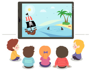 Kids Tablet Watch Pirate Story Illustration