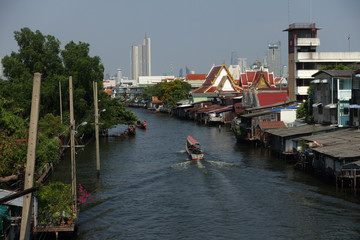 longtail boat on the Chaophraya river thailand