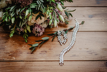 flowers on wooden background