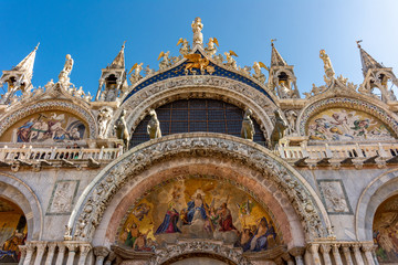Italy, Venice, details and view of the Basilica of San Marco