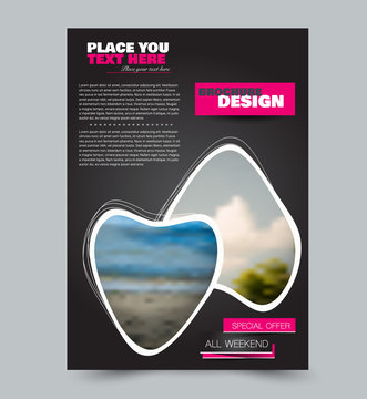 Flyer design template. Brochure layout. School education handout. Annual report cover. Vector illustration. Black and pink color.