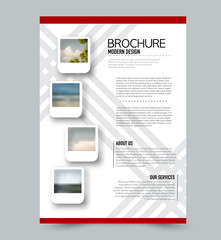 Flyer template. Brochure layout. Annual report cover or print out poster design. Red color. Vector illustration.