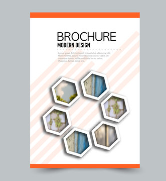 Flyer template. Brochure layout. Annual report cover or print out poster design. Orange color. Vector illustration.