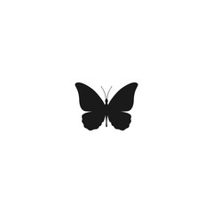 Fototapeta na wymiar Black butterfly silhouette vector icon. Butterfly wings isolated symbol.