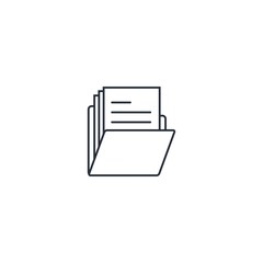 Folder with files. A selection of documents. Vector linear icon.