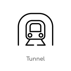 outline tunnel vector icon. isolated black simple line element illustration from transportation concept. editable vector stroke tunnel icon on white background
