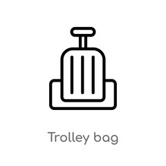 outline trolley bag vector icon. isolated black simple line element illustration from transportation concept. editable vector stroke trolley bag icon on white background