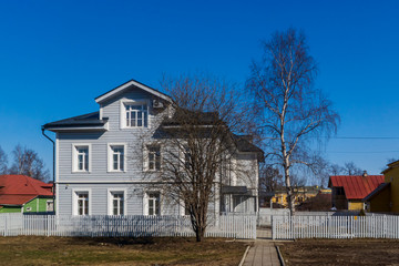 Arcitecture of old two-storey wooden newly renovated house