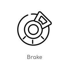 outline brake vector icon. isolated black simple line element illustration from transportation concept. editable vector stroke brake icon on white background