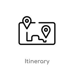 outline itinerary vector icon. isolated black simple line element illustration from travel concept. editable vector stroke itinerary icon on white background