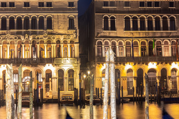 Naklejka premium Italy, Venice, details and view of buildings in typical Venetian style.