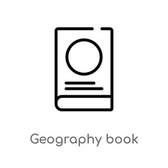 outline geography book vector icon. isolated black simple line element illustration from travel concept. editable vector stroke geography book icon on white background
